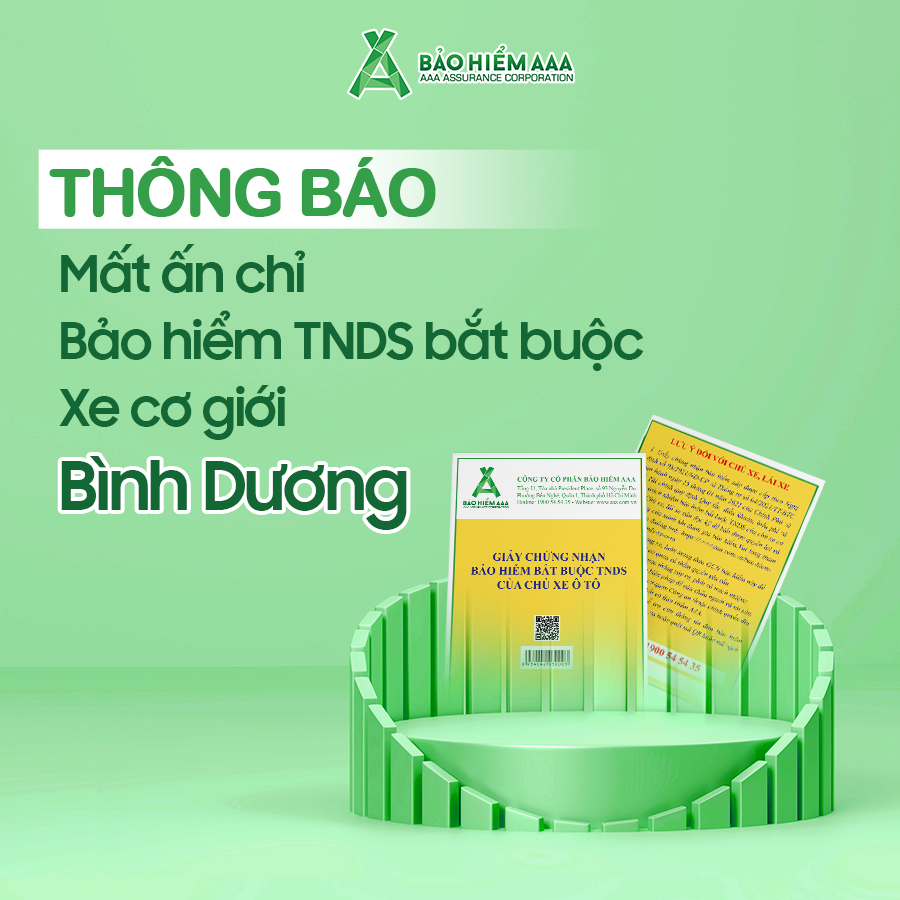 THÔNG BÁO MẤT ẤN CHỈ BẢO HIỂM TNDS BẮT BUỘC XE CƠ GIỚI - CHI NHÁNH BÌNH DƯƠNG